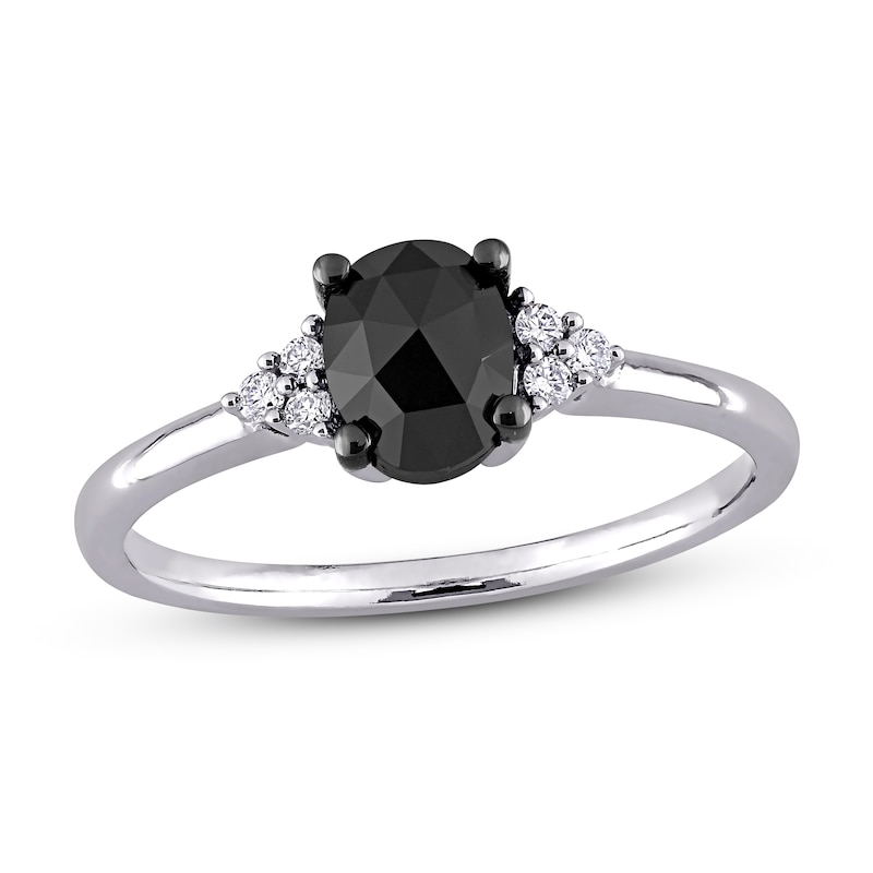 Black Diamond Engagement Ring 1 ct tw 14K White Gold