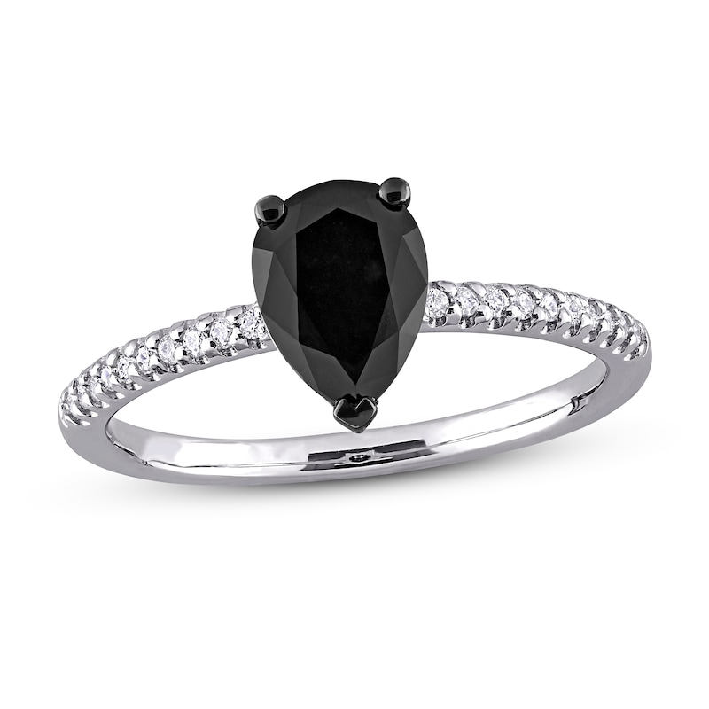 Black Diamond Engagement Ring 1 ct tw 14K White Gold