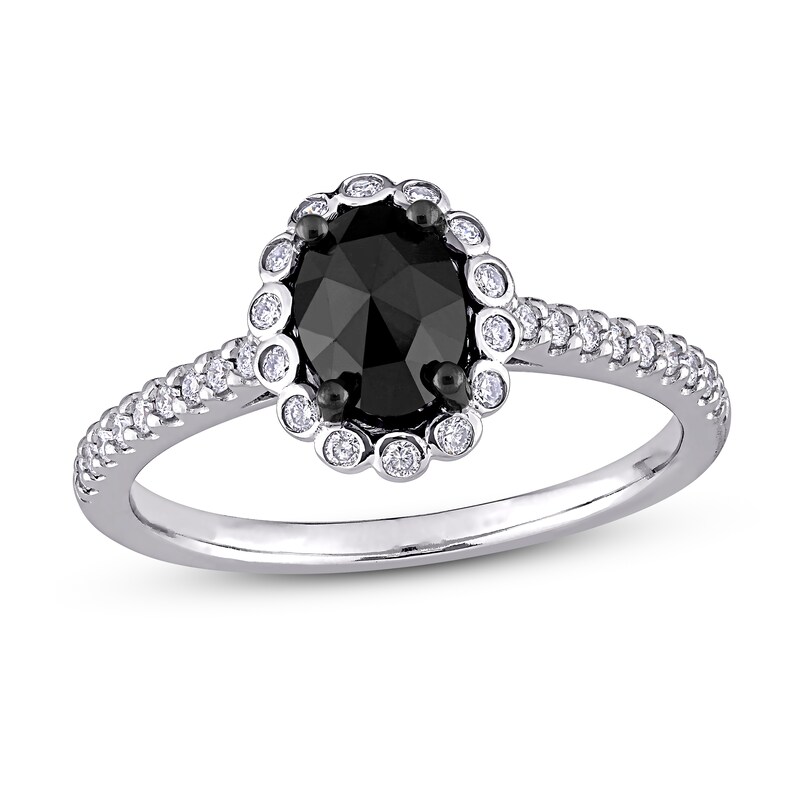 Black Diamond Engagement Ring 1 1/5 ct tw 14K White Gold
