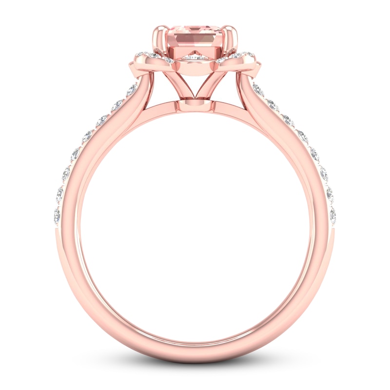 Main Image 2 of Natural Morganite Engagement Ring 1/4 ct tw Diamonds 14K Rose Gold