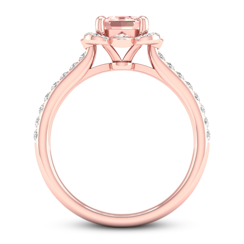 Natural Morganite Engagement Ring 1/4 ct tw Diamonds 14K Rose Gold