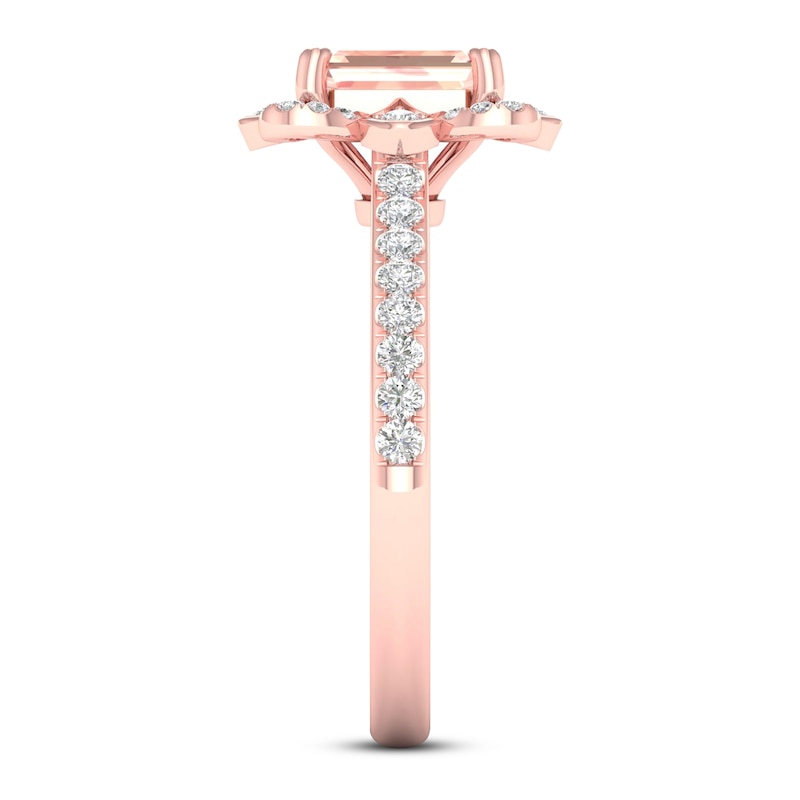 Main Image 3 of Natural Morganite Engagement Ring 1/4 ct tw Diamonds 14K Rose Gold
