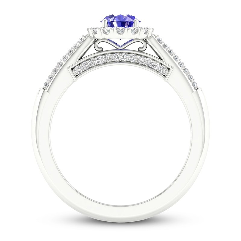 Main Image 2 of Natural Tanzanite Engagement Ring 1/4 ct tw Diamonds 14K White Gold