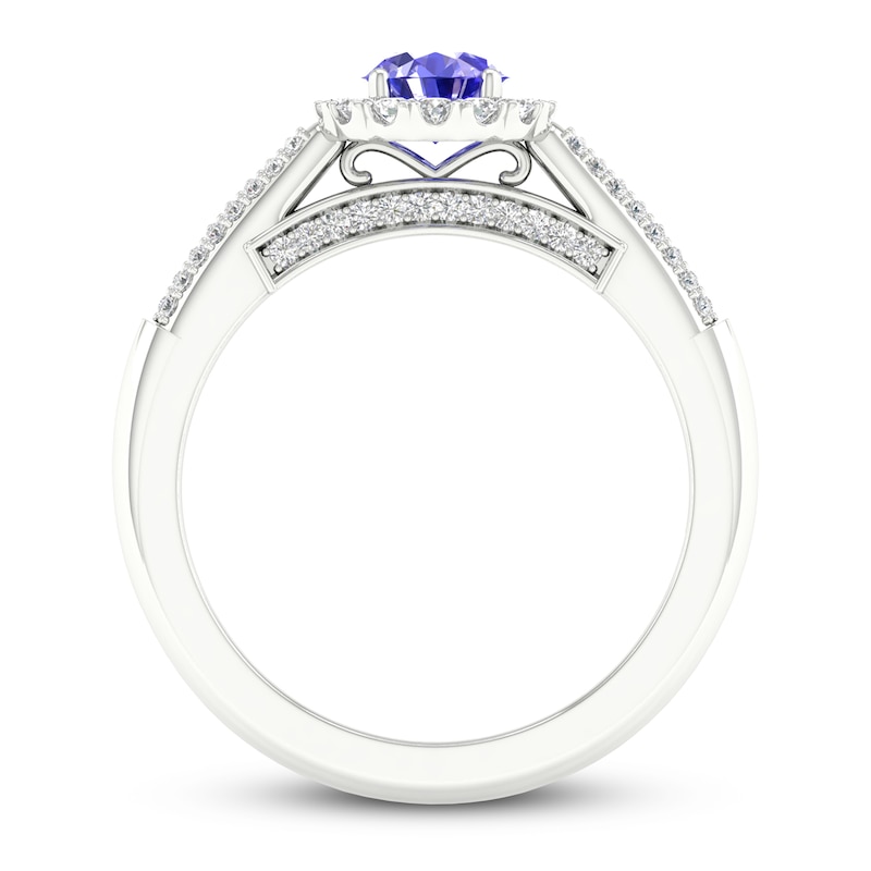 Natural Tanzanite Engagement Ring 1/4 ct tw Diamonds 14K White Gold