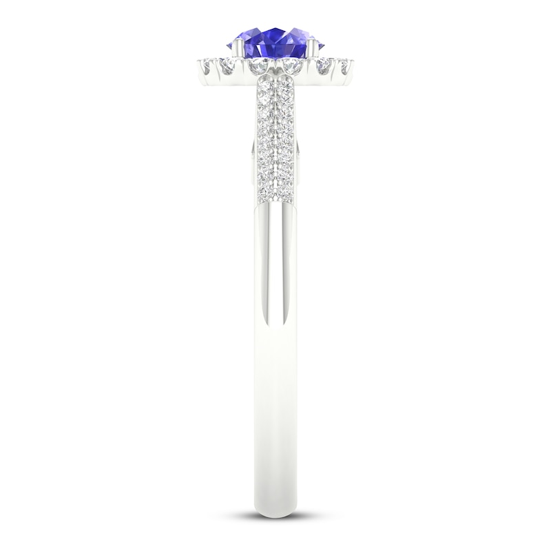 Main Image 3 of Natural Tanzanite Engagement Ring 1/4 ct tw Diamonds 14K White Gold