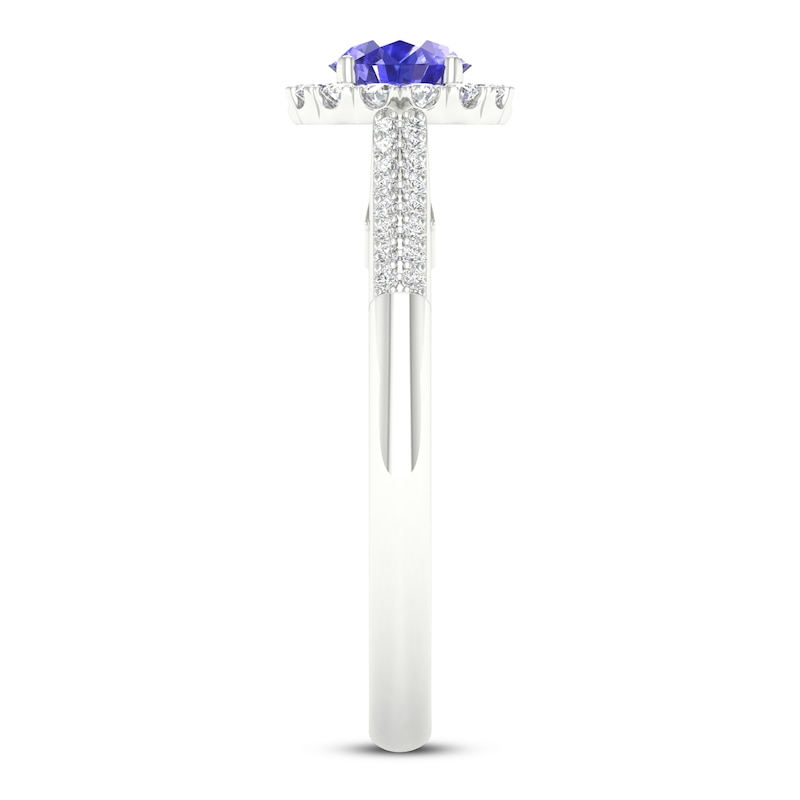 Natural Tanzanite Engagement Ring 1/4 ct tw Diamonds 14K White Gold