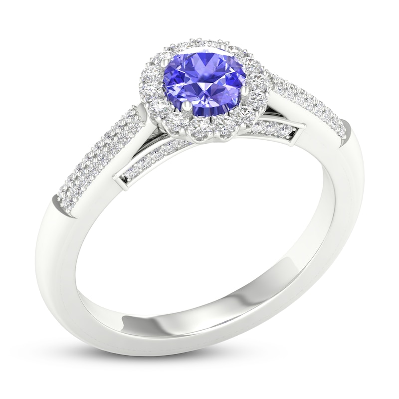 Natural Tanzanite Engagement Ring 1/4 ct tw Diamonds 14K White Gold