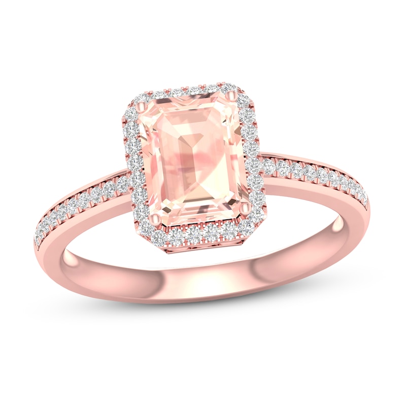 Main Image 1 of Natural Morganite Engagement Ring 1/6 ct tw Diamonds 14K Rose Gold