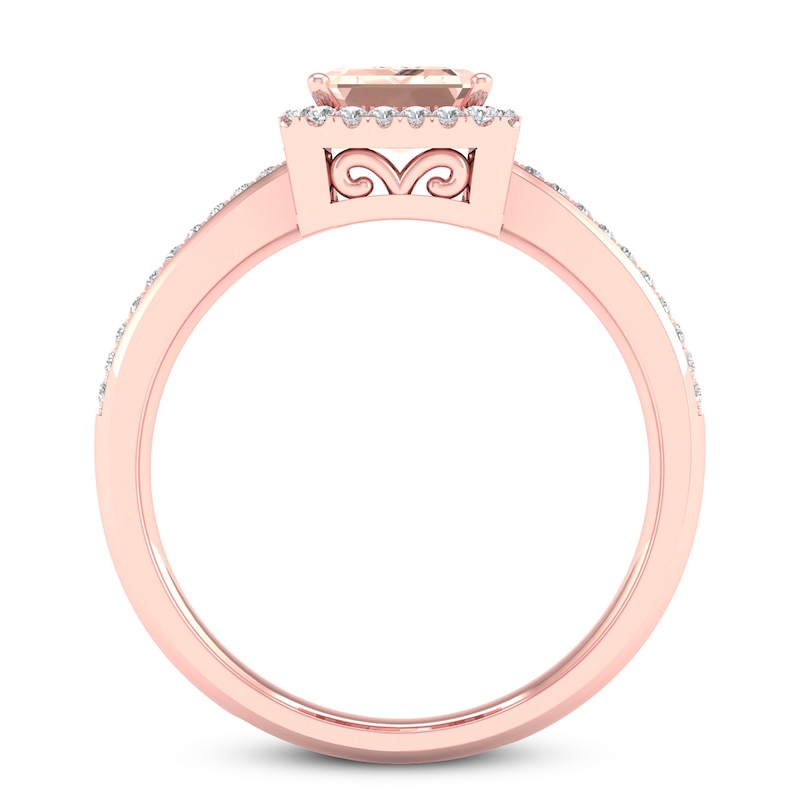 Main Image 2 of Natural Morganite Engagement Ring 1/6 ct tw Diamonds 14K Rose Gold