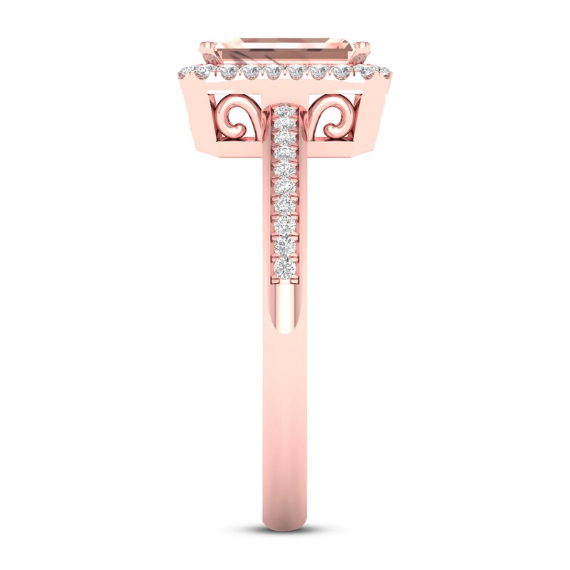 Main Image 3 of Natural Morganite Engagement Ring 1/6 ct tw Diamonds 14K Rose Gold