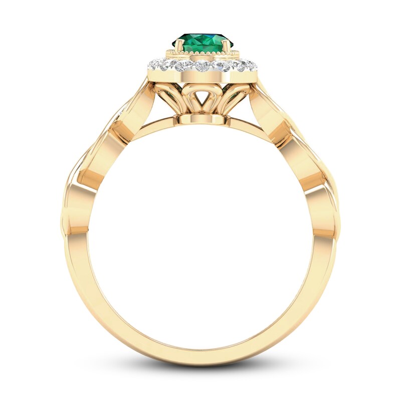 Natural Emerald Engagement Ring 1/5 ct tw Diamonds 14K Yellow Gold | Jared