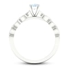 Thumbnail Image 1 of Natural Aquamarine Engagement Ring 1/15 ct tw Diamonds 14K White Gold