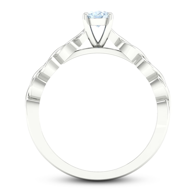 Main Image 2 of Natural Aquamarine Engagement Ring 1/15 ct tw Diamonds 14K White Gold