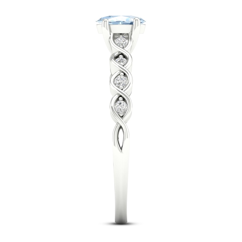 Main Image 3 of Natural Aquamarine Engagement Ring 1/15 ct tw Diamonds 14K White Gold