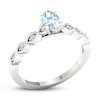 Natural Aquamarine Engagement Ring 1/15 ct tw Diamonds 14K White Gold