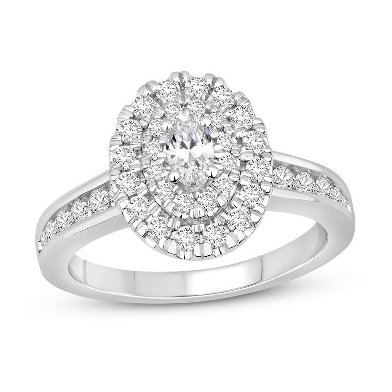 Main Image 1 of Diamond Engagement Ring 1 ct tw Oval/Round 14K White Gold