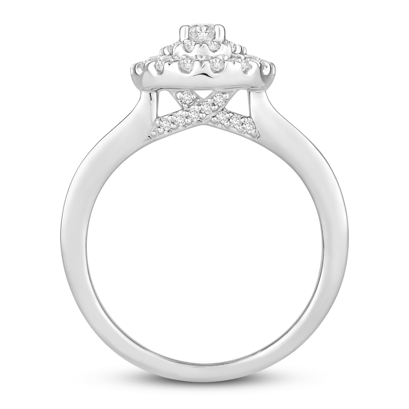 Main Image 2 of Diamond Engagement Ring 1 ct tw Oval/Round 14K White Gold