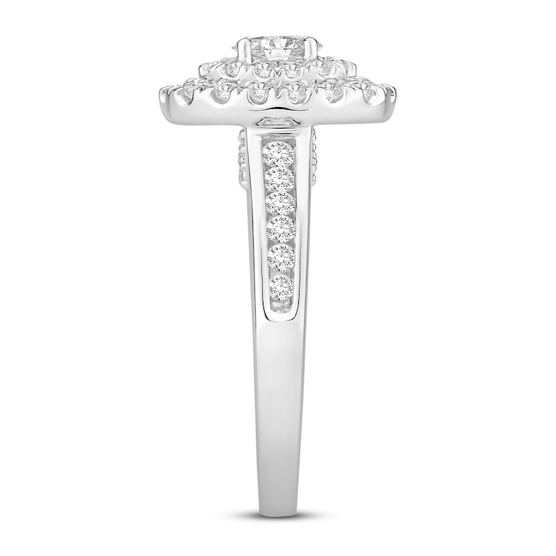 Main Image 3 of Diamond Engagement Ring 1 ct tw Oval/Round 14K White Gold