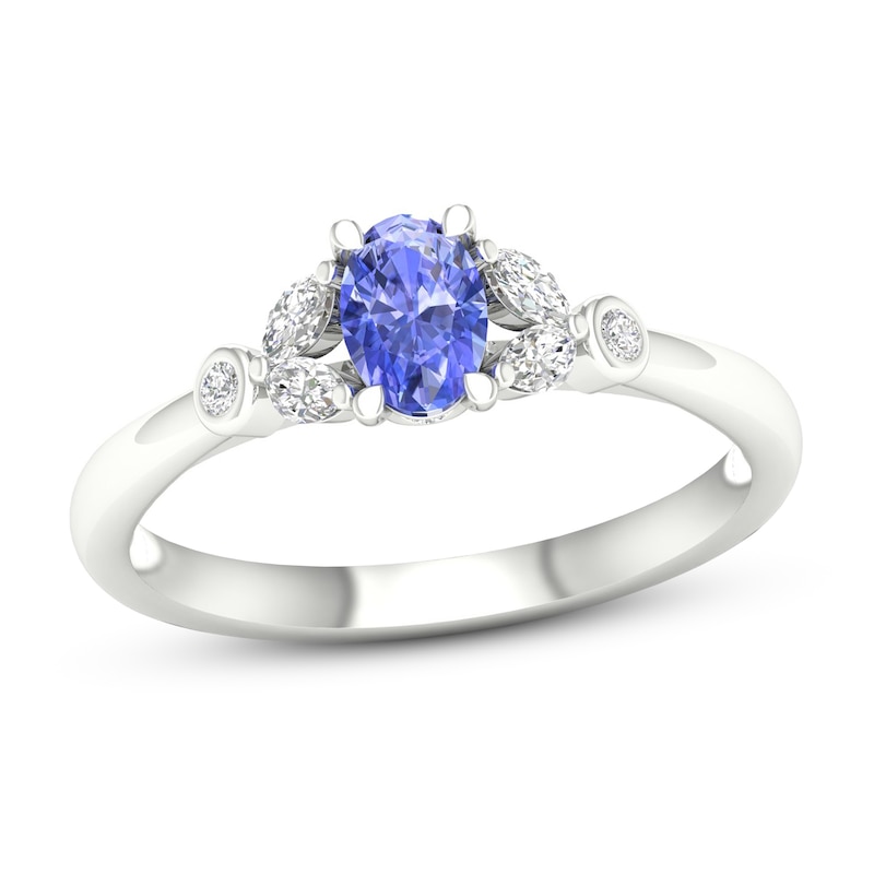 Main Image 1 of Natural Tanzanite Ring 1/6 ct tw Diamonds 14K White Gold
