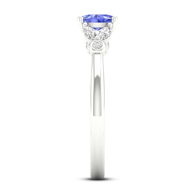 Main Image 3 of Natural Tanzanite Ring 1/6 ct tw Diamonds 14K White Gold