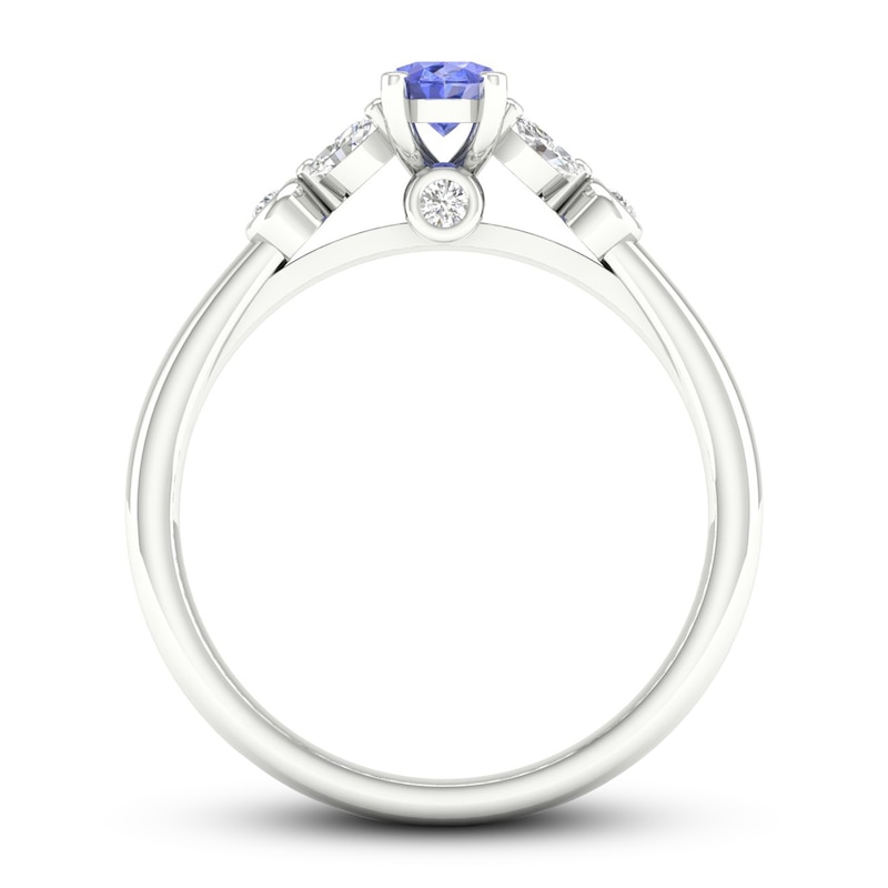 Main Image 4 of Natural Tanzanite Ring 1/6 ct tw Diamonds 14K White Gold
