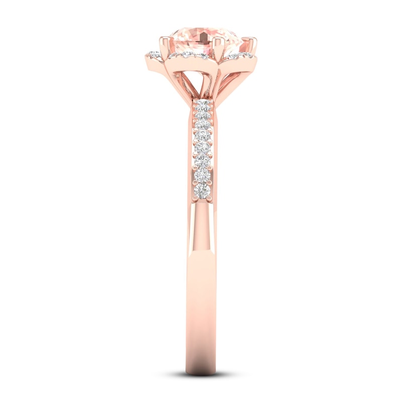 Natural Morganite Ring 1/6 ct tw Diamonds 14K Rose Gold