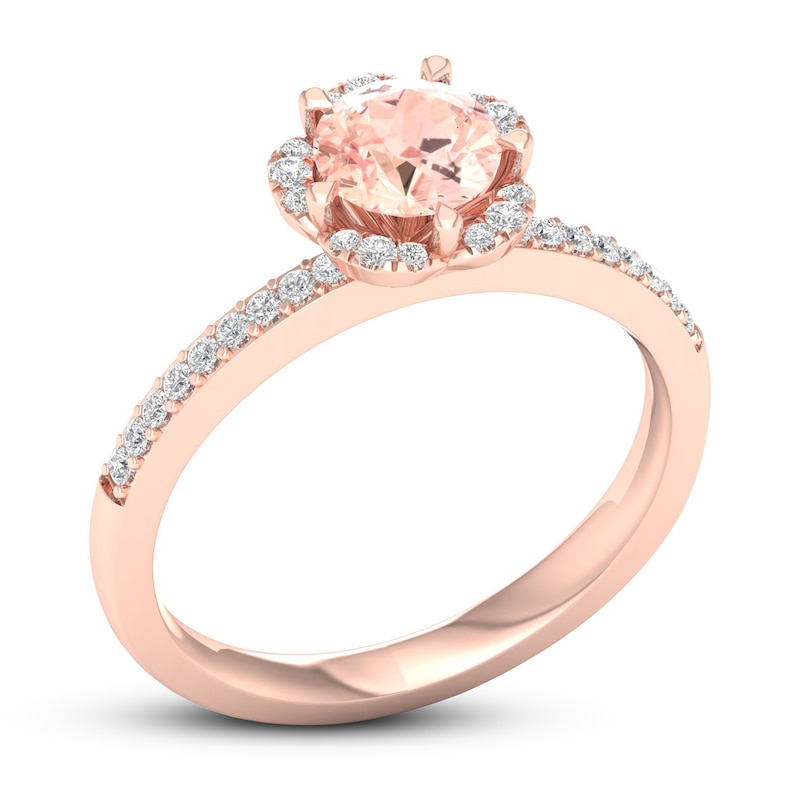 Natural Morganite Ring 1/6 ct tw Diamonds 14K Rose Gold