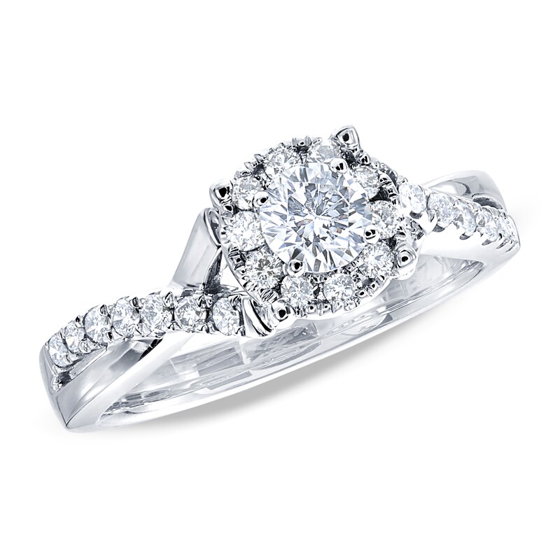 Diamond Engagement Ring 5/8 ct tw Round 14K White Gold