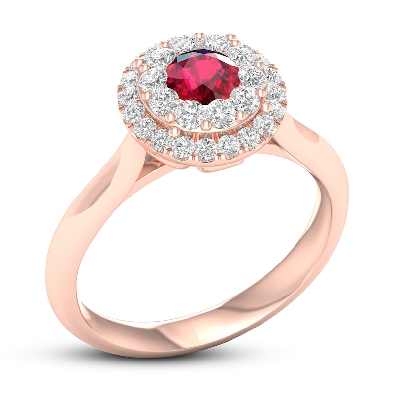 Natural Ruby Ring 1/2 ct tw Diamonds 14K Rose Gold