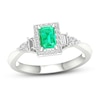 Thumbnail Image 0 of Natural Emerald Ring 1/3 ct tw Diamonds 14K White Gold