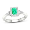 Thumbnail Image 1 of Natural Emerald Ring 1/3 ct tw Diamonds 14K White Gold