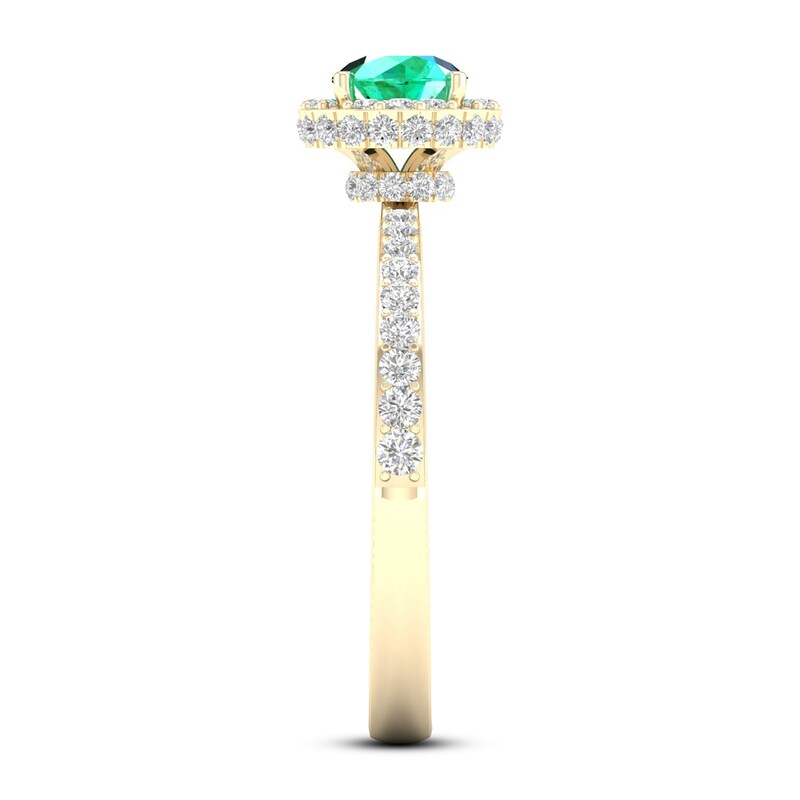 Natural Emerald Ring 3/8 ct tw Diamonds 14K Yellow Gold