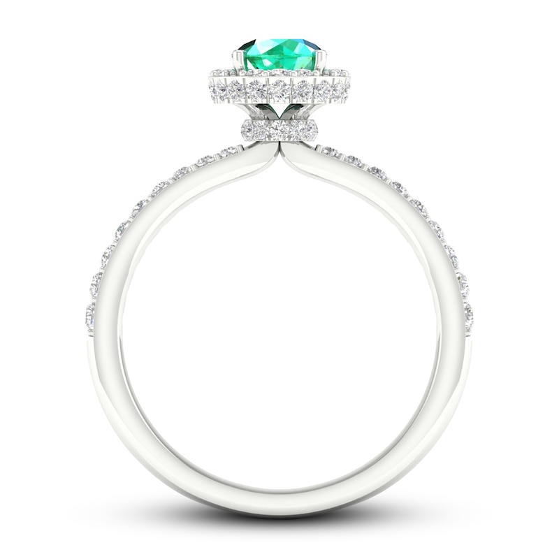 Main Image 3 of Natural Emerald Ring 3/8 ct tw Diamonds 14K White Gold