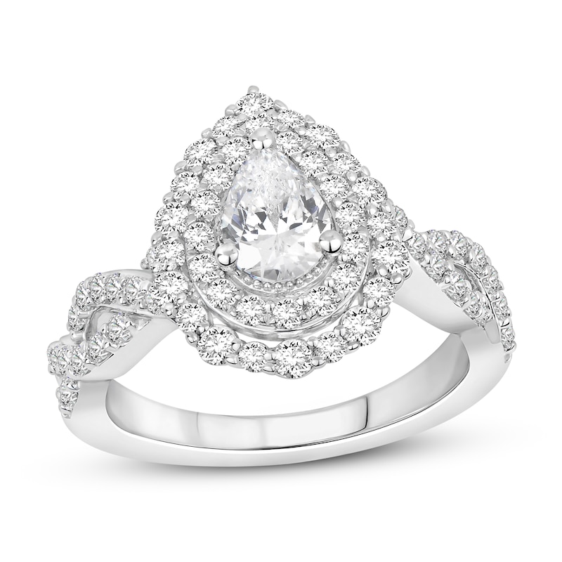 Diamond Engagement Ring 1 1/2 ct tw Pear-shaped/Round 14K White Gold