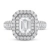 Thumbnail Image 2 of Vera Wang WISH Diamond Engagement Ring 2 1/4 ct tw Emerald/Round 14K White Gold