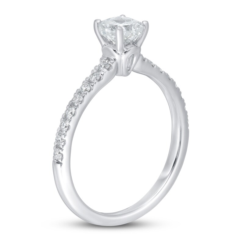 Main Image 2 of Diamond Engagement Ring 7/8 ct tw Cushion/Round 14K White Gold