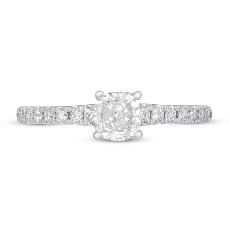 Main Image 3 of Diamond Engagement Ring 7/8 ct tw Cushion/Round 14K White Gold