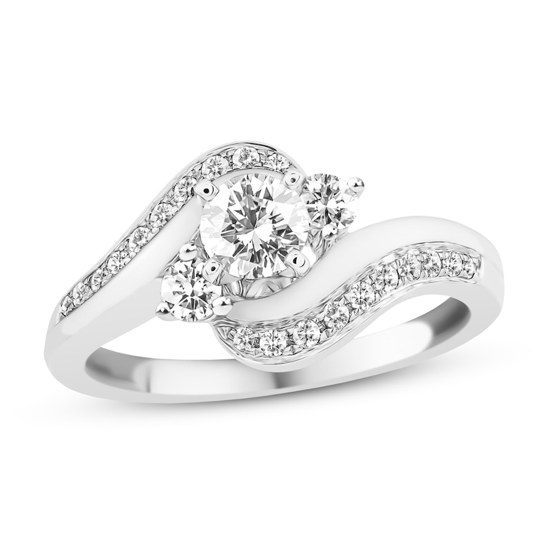 Three-Stone Diamond Engagement Ring 7/8 ct tw Round 14K White Gold