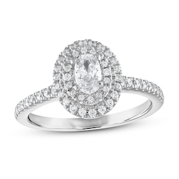 Diamond Engagement Ring 5/8 ct tw Oval/Round 14K White Gold