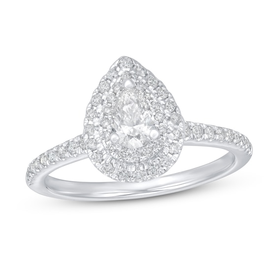 Diamond Engagement Ring 5 8 Ct Tw Pear Shaped Round 14k White Gold Jared