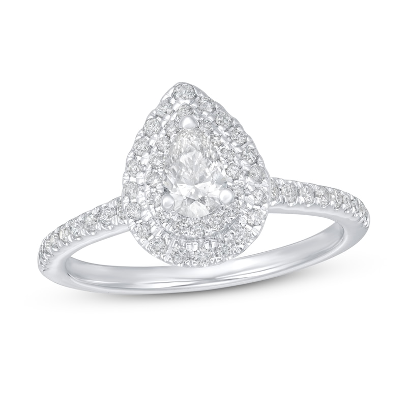 Main Image 1 of Diamond Engagement Ring 5/8 ct tw Pear-shaped/Round 14K White Gold