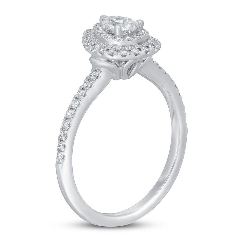 Main Image 2 of Diamond Engagement Ring 5/8 ct tw Pear-shaped/Round 14K White Gold