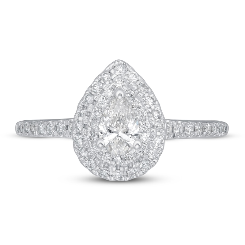 Main Image 3 of Diamond Engagement Ring 5/8 ct tw Pear-shaped/Round 14K White Gold