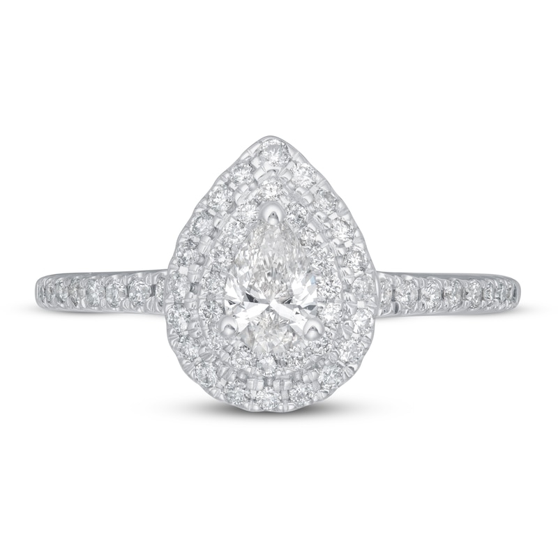 Diamond Engagement Ring 5/8 ct tw Pear-shaped/Round 14K White Gold