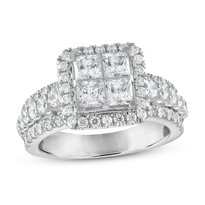 Diamond Engagement Ring 2-1/2 ct tw Princess/Round 14K White Gold