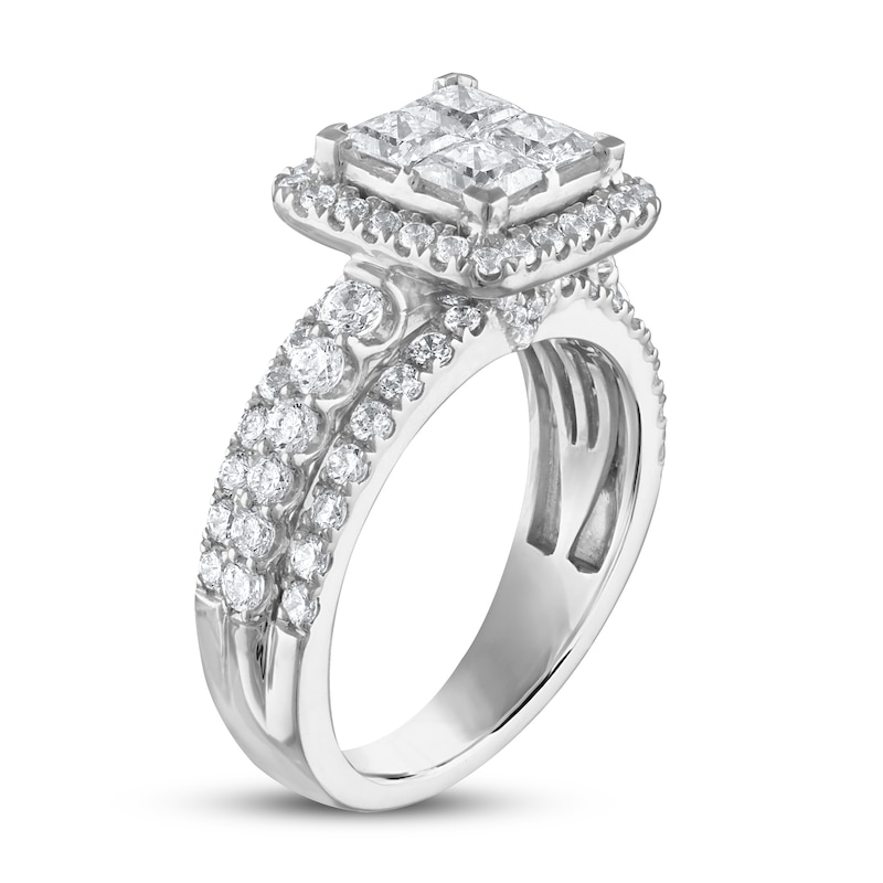 Diamond Engagement Ring 2-1/2 ct tw Princess/Round 14K White Gold