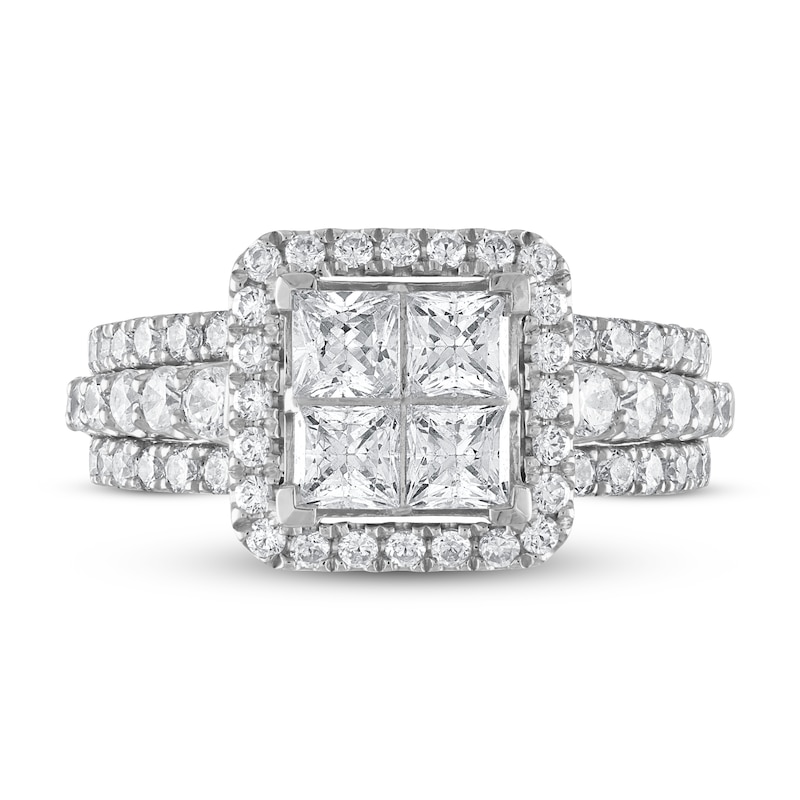 Diamond Engagement Ring 2-1/2 ct tw Princess/Round 14K White Gold