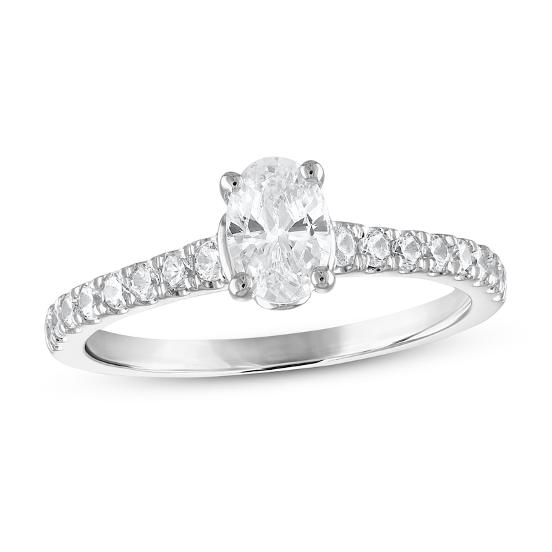 Diamond Engagement Ring 7/8 ct tw Oval/Round 14K White Gold with 360