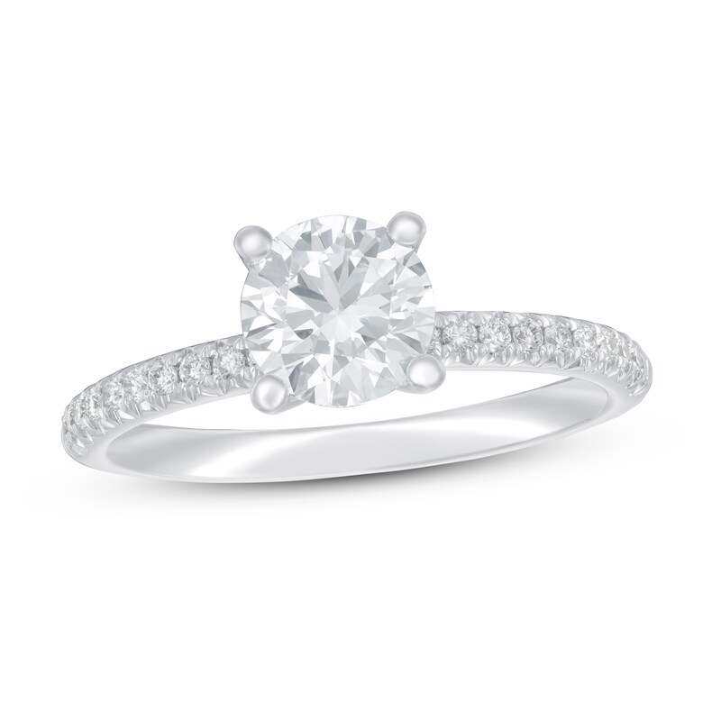 Main Image 1 of Lab-Grown Diamond Engagement Ring 1 1/8 ct tw Round 14K White Gold