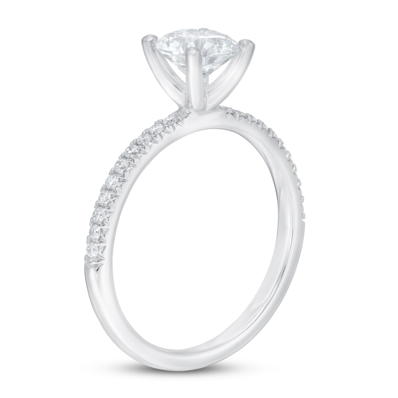 Lab-Created Diamond Engagement Ring 1 1/8 ct tw Round 14K White Gold